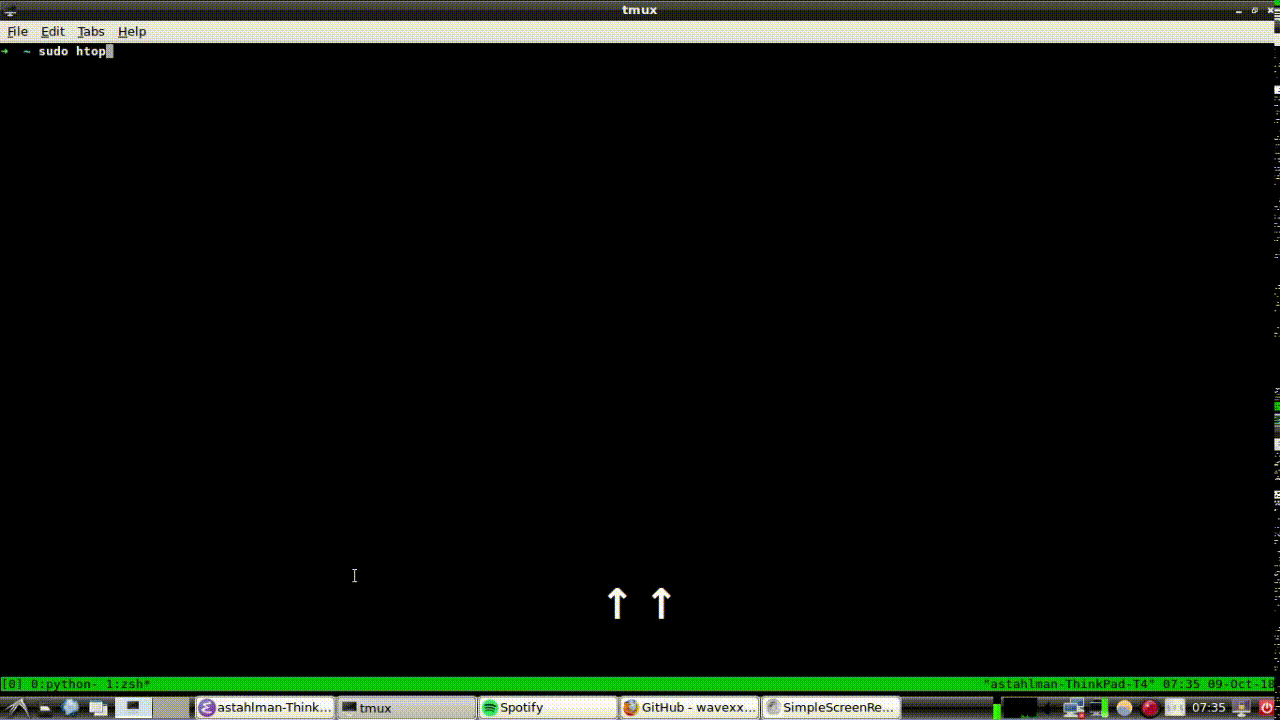 Screencast of htop